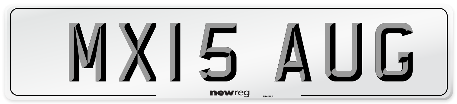 MX15 AUG Number Plate from New Reg